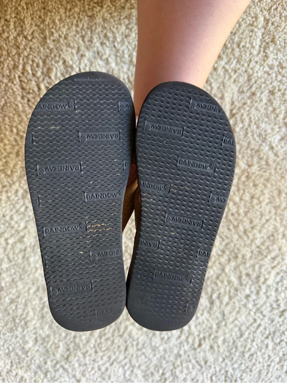 Rainbow Kids Brown Leather Flip Flop Sandals